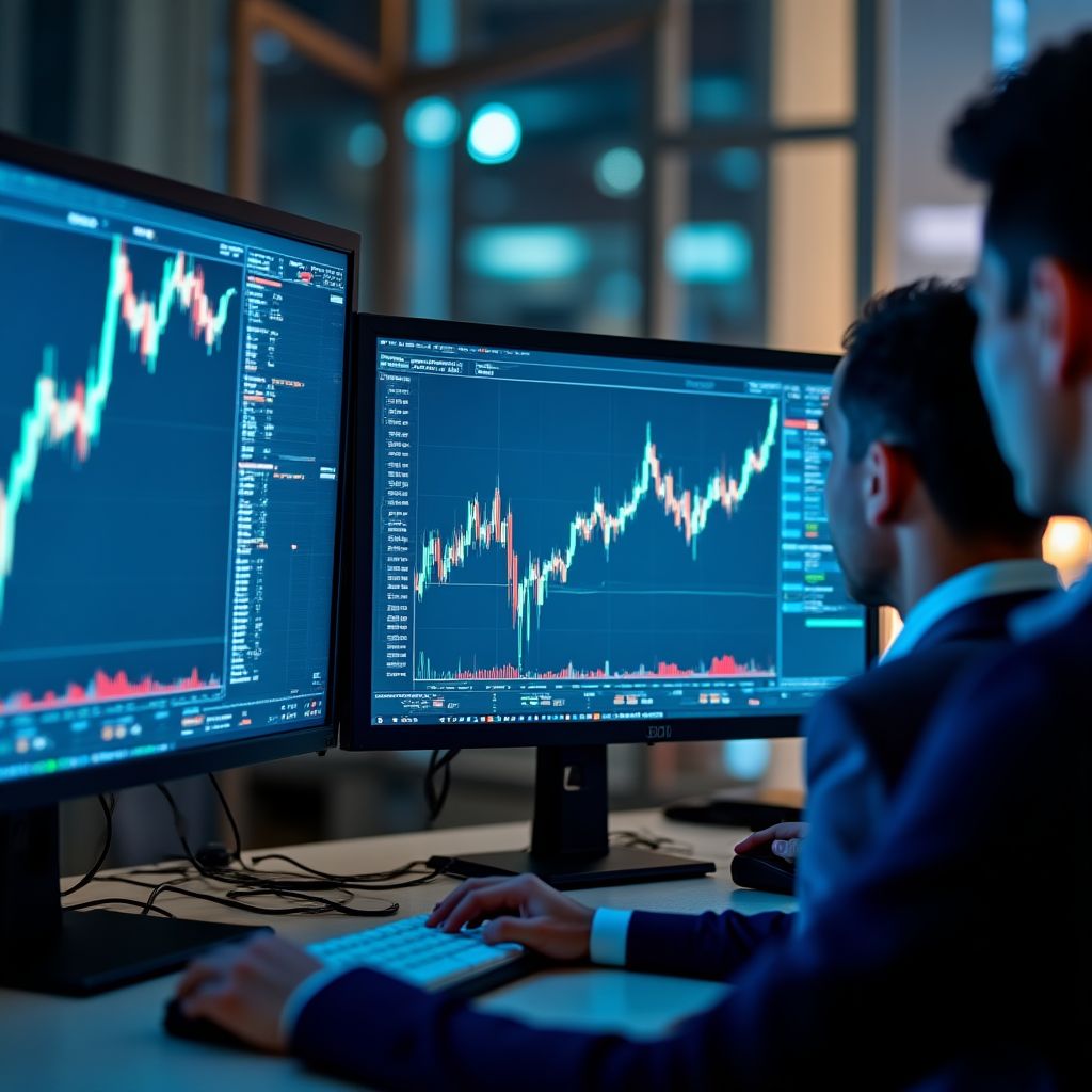Analistas económicos revisando datos de mercado argentino